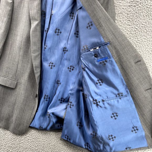 Vince Camuto Jacket Adult 48L Gray Striped Wool Slim Fit Blazer Coat Formal Mens - Picture 3 of 13